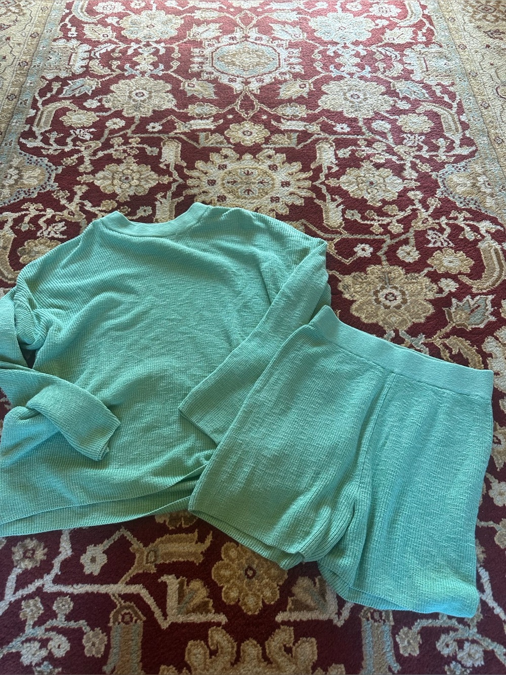 Free People Green Knit Top and Shorts Set🧜🏻♀️